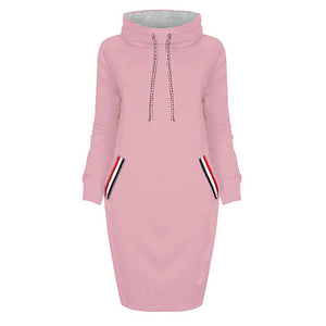 Ladies Winter Hooded Dresses Women Dress