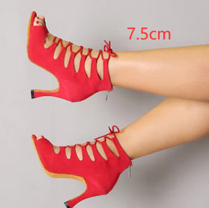 Black And Red Medium High Heels Soft Sole Modern Dance