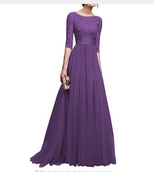 Autumn And Winter New Long Dress Chiffon Long Dress Lace Stitching Elegant Evening Dress Long Vestidos