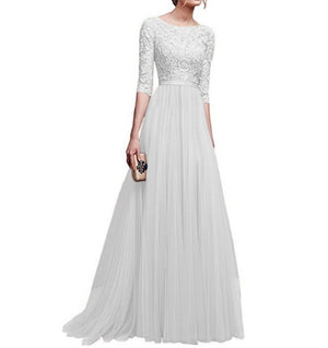 Autumn And Winter New Long Dress Chiffon Long Dress Lace Stitching Elegant Evening Dress Long Vestidos