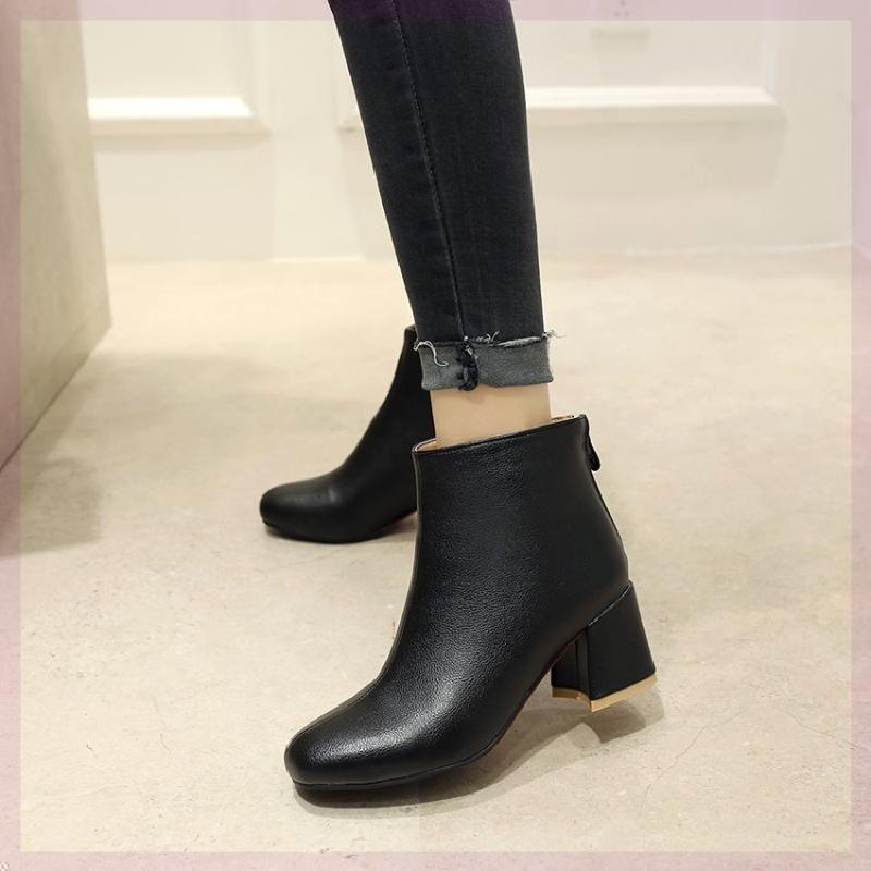 Autumn And Winter New Short Boots Square Toe Women