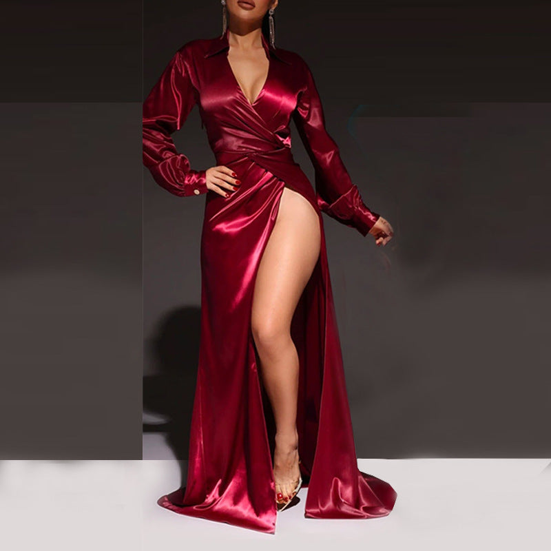 Women's Fashionable With Side-slit Ultra-long Dress