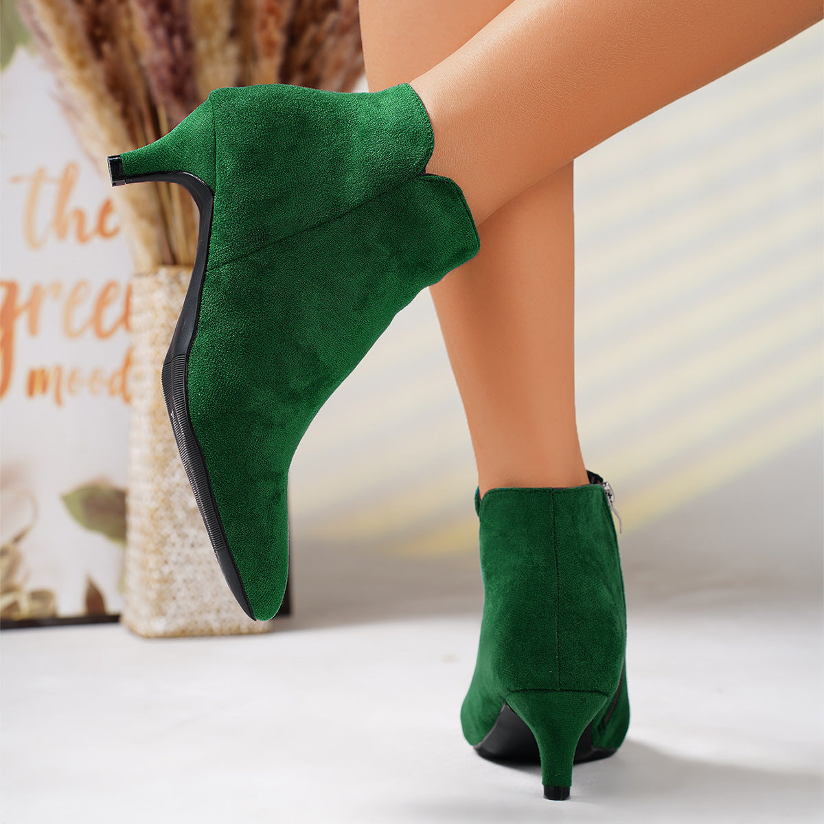 Suede Stiletto Heel Ankle Boots Pointed-toe Ankle Boots