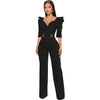 Long Sleeve Sexy V Underwear Wide Leg Jumpsuit