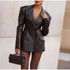 Women's Waist Tight Leather Jacket