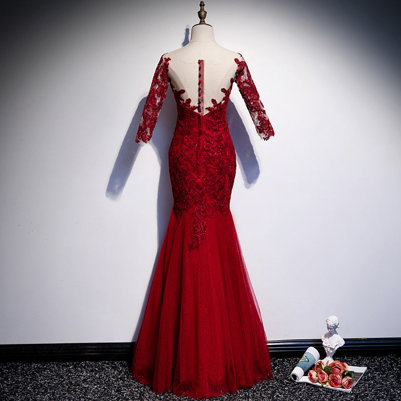 Bride Long Fishtail Red Elegant Evening Dress