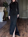 Black Diamond Long Sleeve Maxi Dress