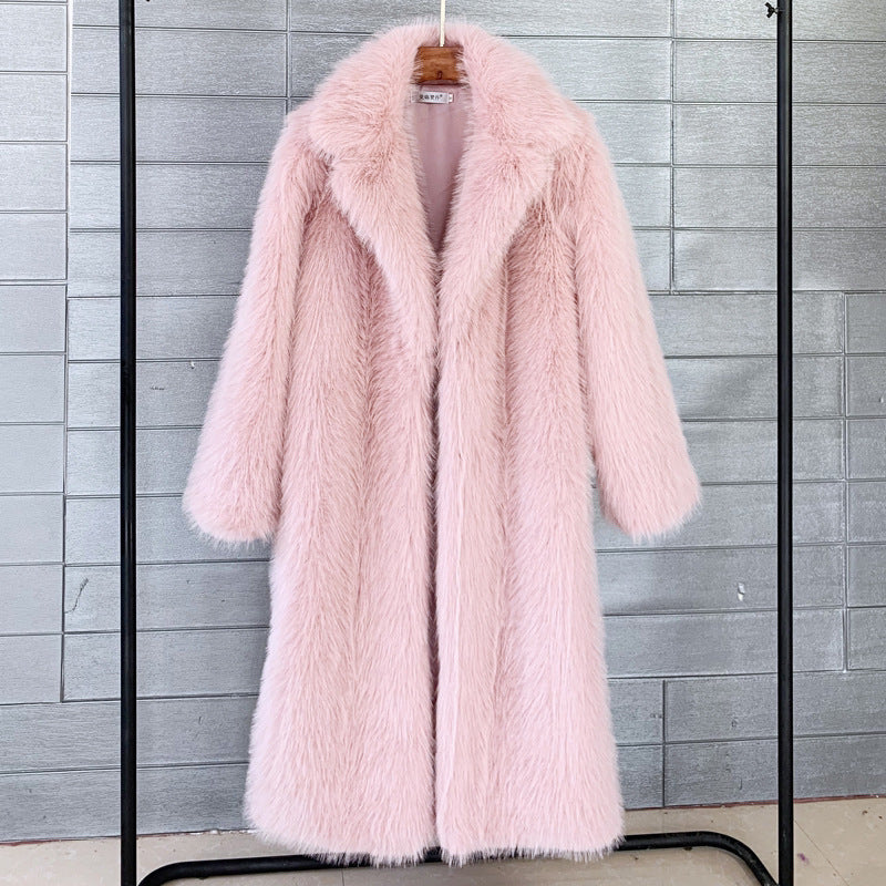 Autumn And Winter Women's Suit Collar Coat Artificial Environmental Fur