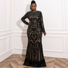 Women's Plus Size Mopping Evening Dress Round-neck Long Sequined Skirt