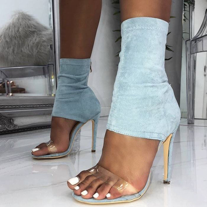 Women's Back Zipper Stiletto Heel Sandals