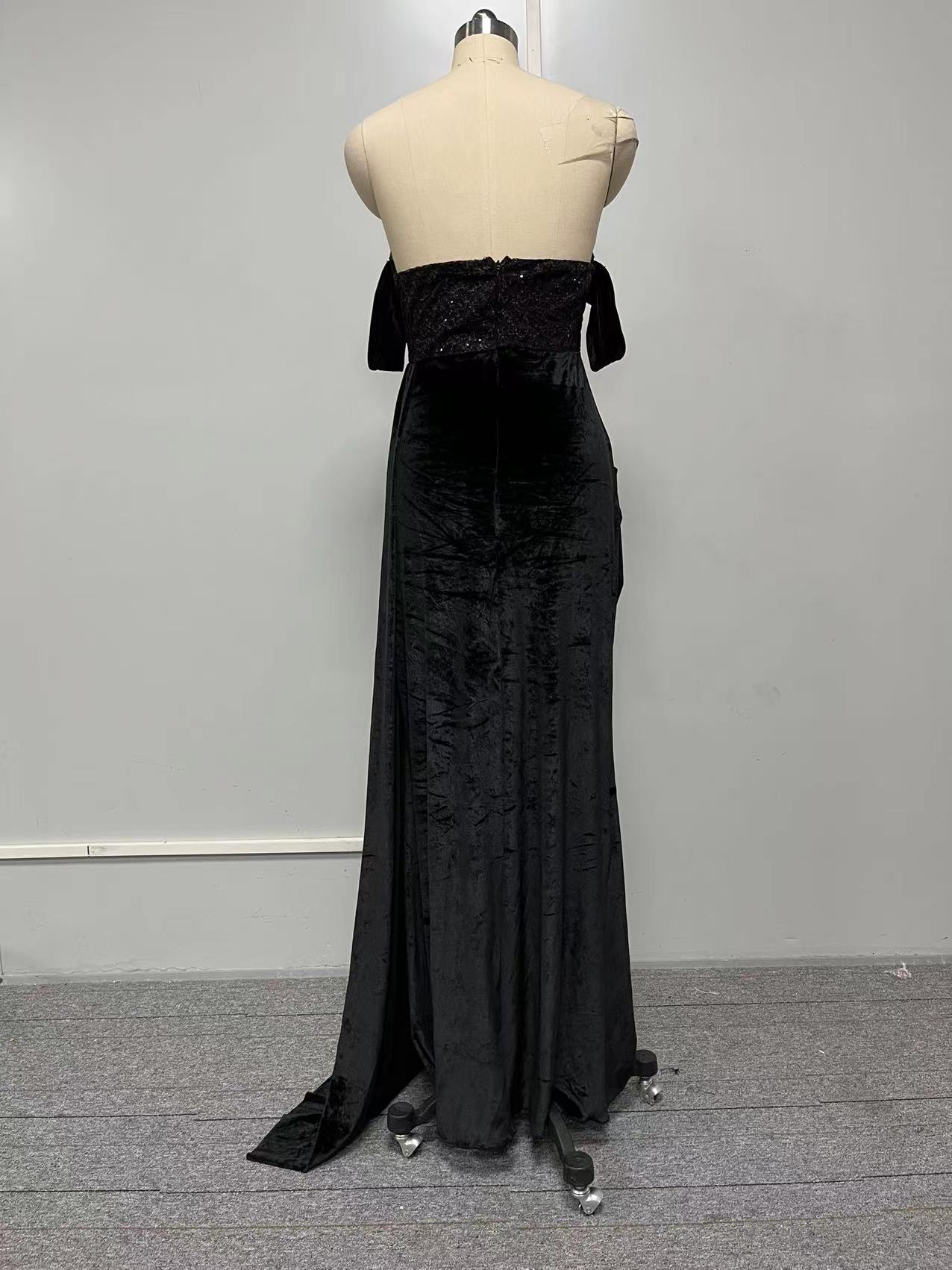 Tube Top Lace Off-neck Fishtail Slit Evening Dress