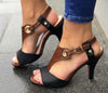 Buckle Open Toe Peep Toe Thin Mid Heel Sandals