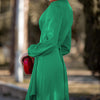 Women's Fashion Long Sleeve V-neck Flounce Dress