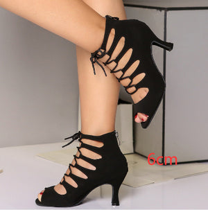 Black And Red Medium High Heels Soft Sole Modern Dance