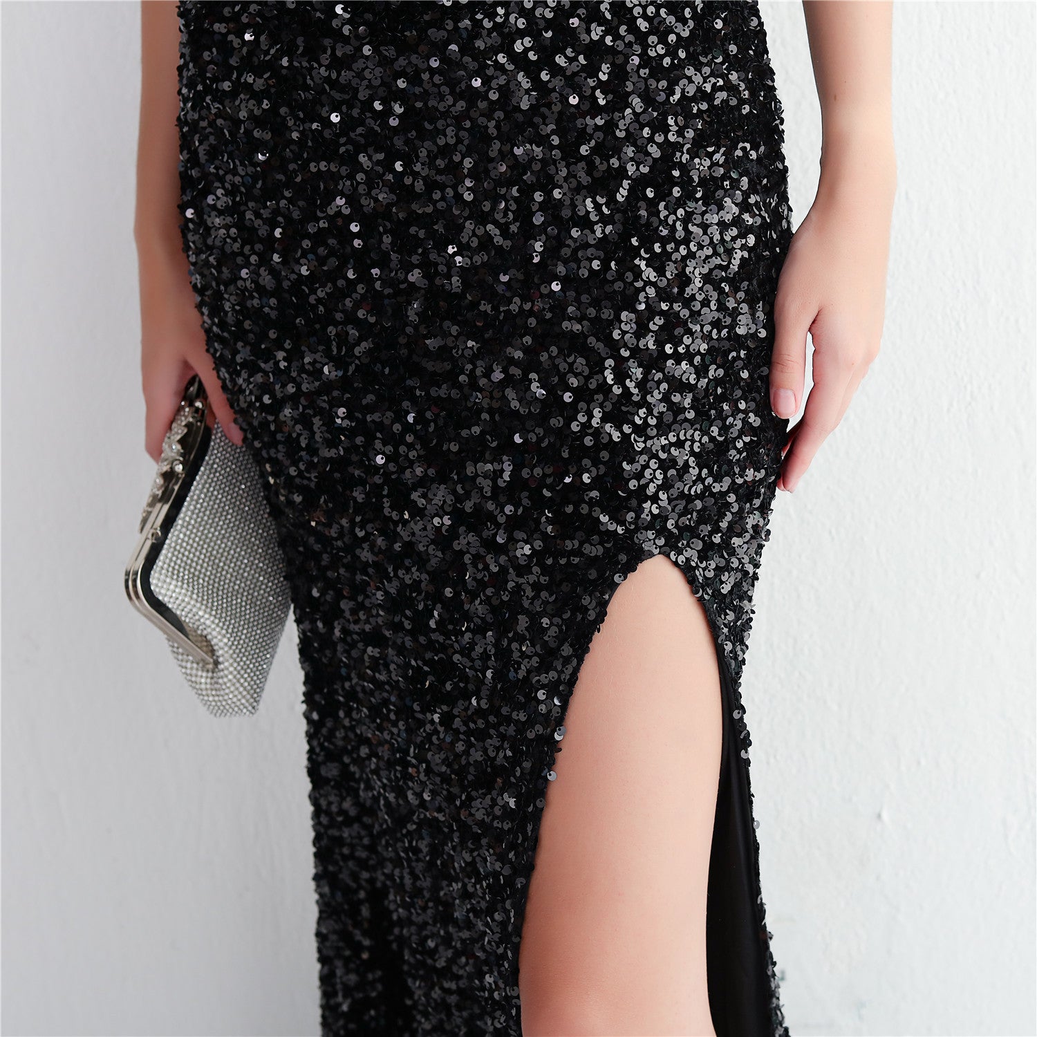 Velvet Bottom Sequin New Suspender Party Sequined Dress Long Banquet Slim-fit Evening Dress Elegant