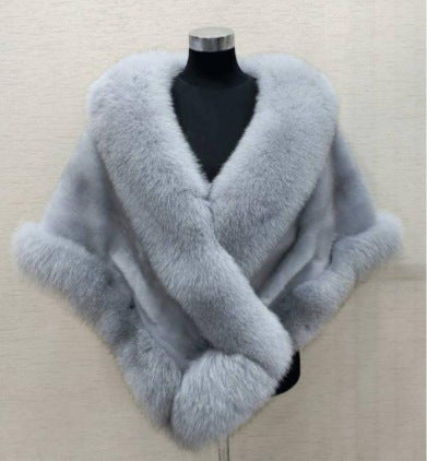 Imitated Mink Fox Fur Cape Coat Plus-sized Dress Shawl