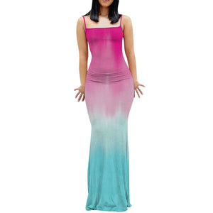 Women's Fashion Casual Slim Digital Printing Long Dress