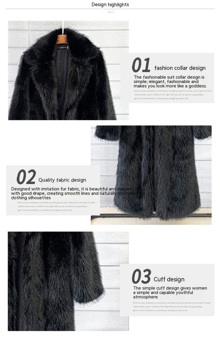 Autumn And Winter Women's Suit Collar Coat Artificial Environmental Fur