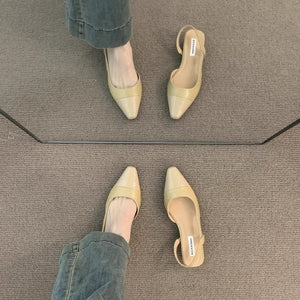 Low Heel Pointed Toe Closed Toe Sandals Female Gentle Pumps