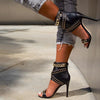 Women's Open-toe High-heeled Sandals With Iron Chain